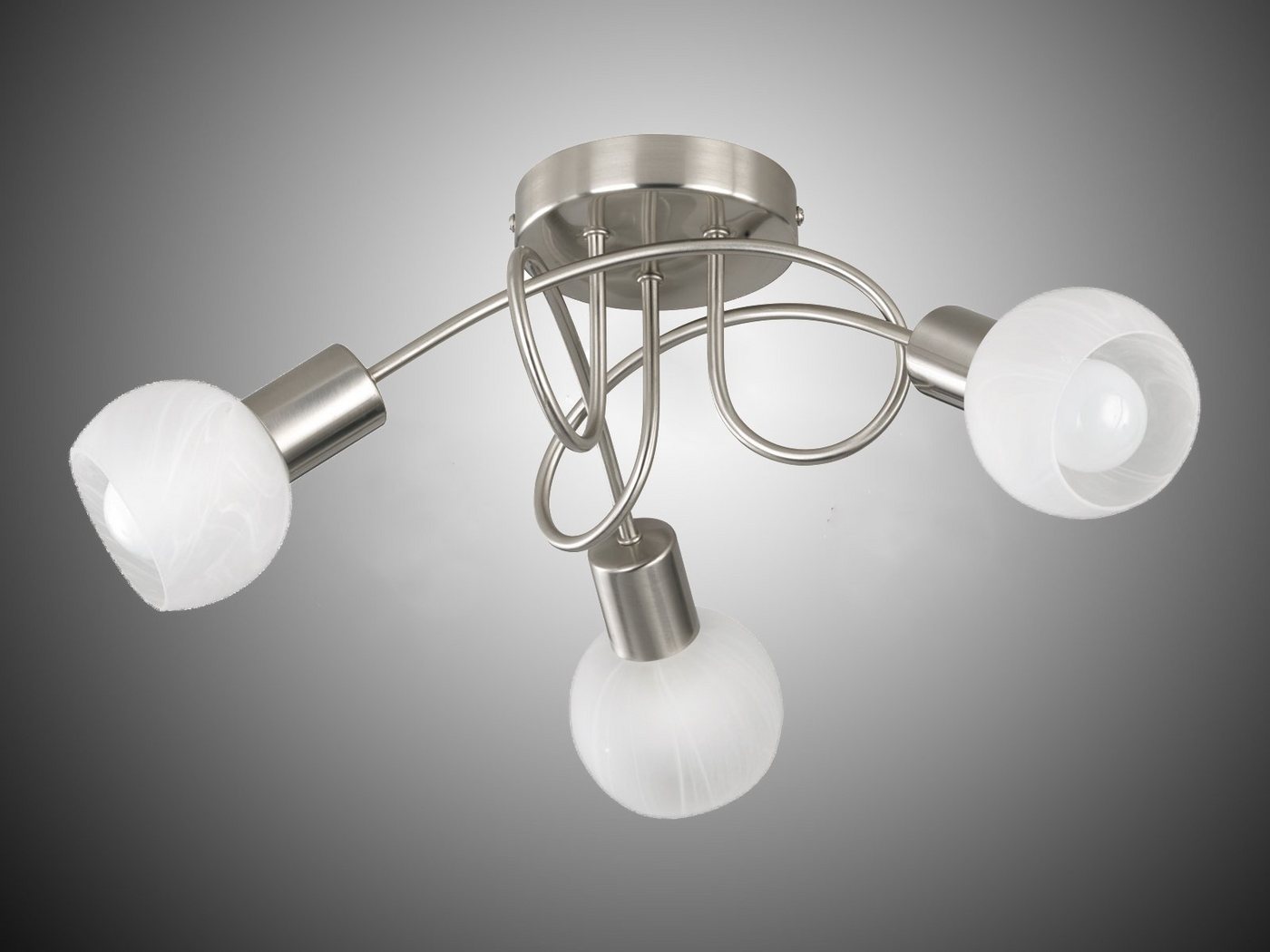 Reality Leuchten LED Deckenstrahler, Dimmfunktion, LED wechselbar, Warmweiß, innen, über-n Esstisch & im Treppenhaus Lampenschirme Glas Weiß, Ø47cm – Bild 2 von 5
