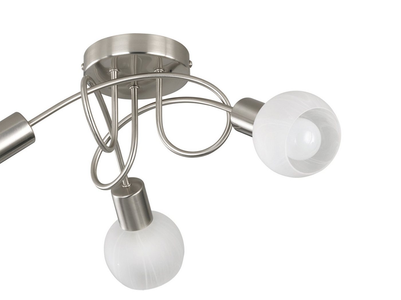 Reality Leuchten LED Deckenstrahler, Dimmfunktion, LED wechselbar, Warmweiß, innen, über-n Esstisch & im Treppenhaus Lampenschirme Glas Weiß, Ø47cm – Bild 3 von 5