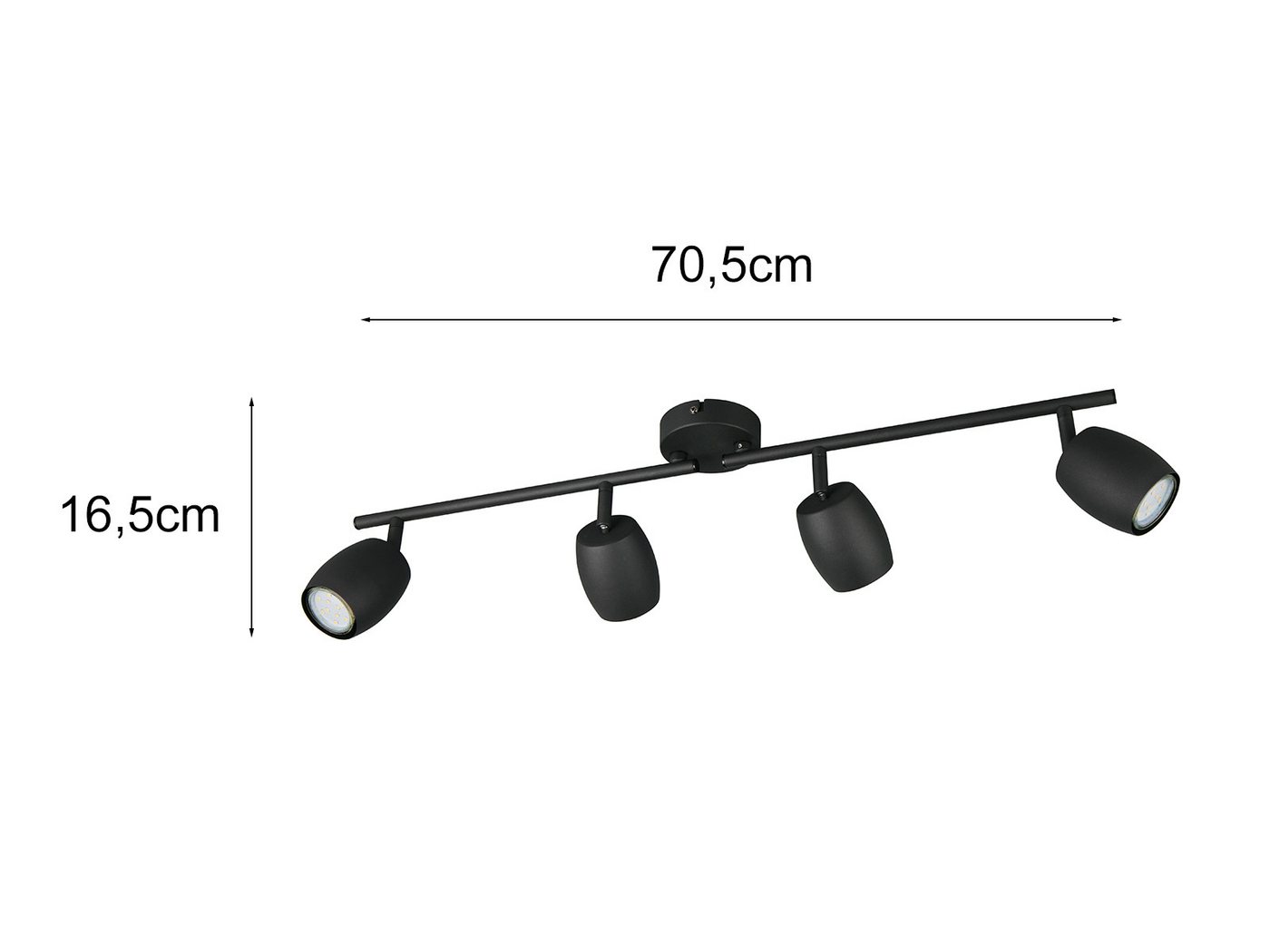 Reality Leuchten LED Deckenstrahler, Dimmfunktion, LED wechselbar, Warmweiß, Innen Strahler mit 4 schwenkbaren Spots für die Decke, Breite 70,5cm – Bild 3 von 5