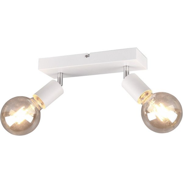 Reality Leuchten LED Deckenstrahler, Dimmfunktion, LED wechselbar, Warmweiß, innen, Industrial Deckenleuchte 2-flammig Jugendzimmer, Weiß, B: 26cm