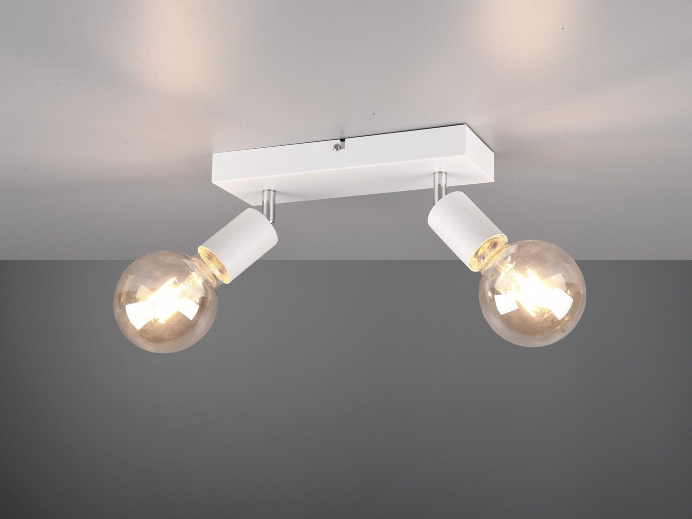 Reality Leuchten LED Deckenstrahler, Dimmfunktion, LED wechselbar, Warmweiß, innen, Industrial Deckenleuchte 2-flammig Jugendzimmer, Weiß, B: 26cm – Bild 2 von 5