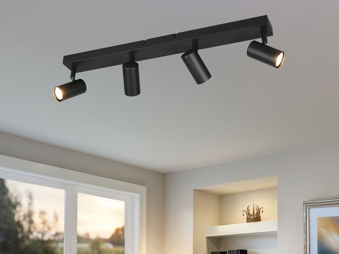 Reality Leuchten LED Deckenstrahler Metall, Spots schwenkbar, Breite 56cm, Leuchtmittel dimmbar, LED wechselbar, Warmweiß, Designklassiker Innen Strahler Decken – Bild 3 von 5