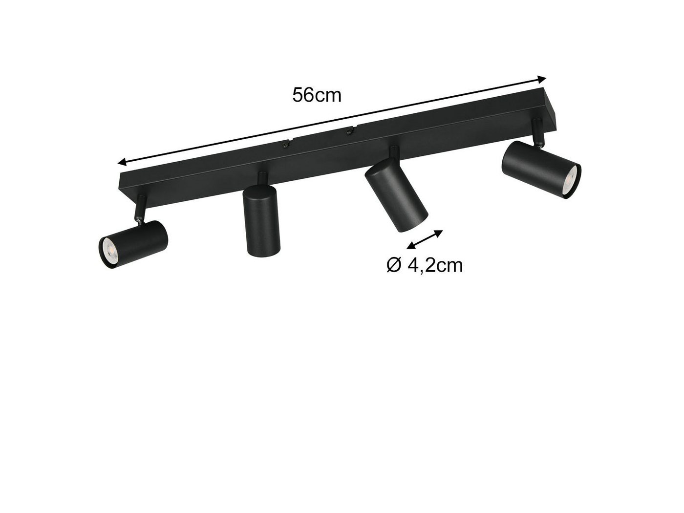 Reality Leuchten LED Deckenstrahler Metall, Spots schwenkbar, Breite 56cm, Leuchtmittel dimmbar, LED wechselbar, Warmweiß, Designklassiker Innen Strahler Decken – Bild 4 von 5