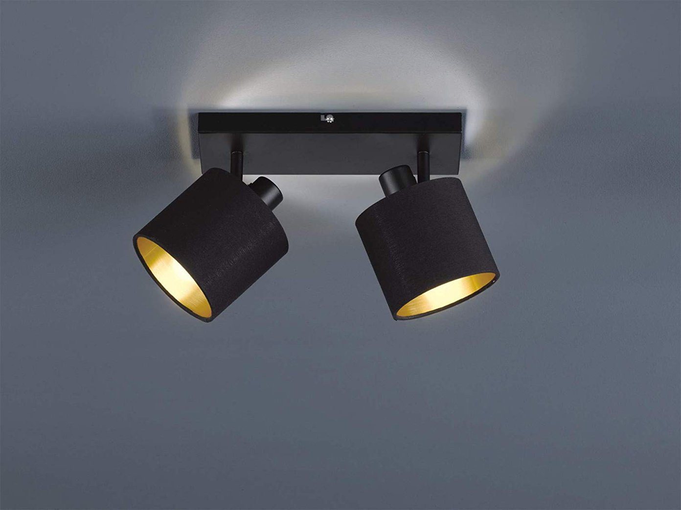 Reality Leuchten LED Deckenstrahler mit Stoffschirm & E14 LEDs, Breite 28cm, dimmbar, LED wechselbar, Warmweiß, Deckenleuchte 2-flammig, Strahler schwenkbar – Bild 2 von 4