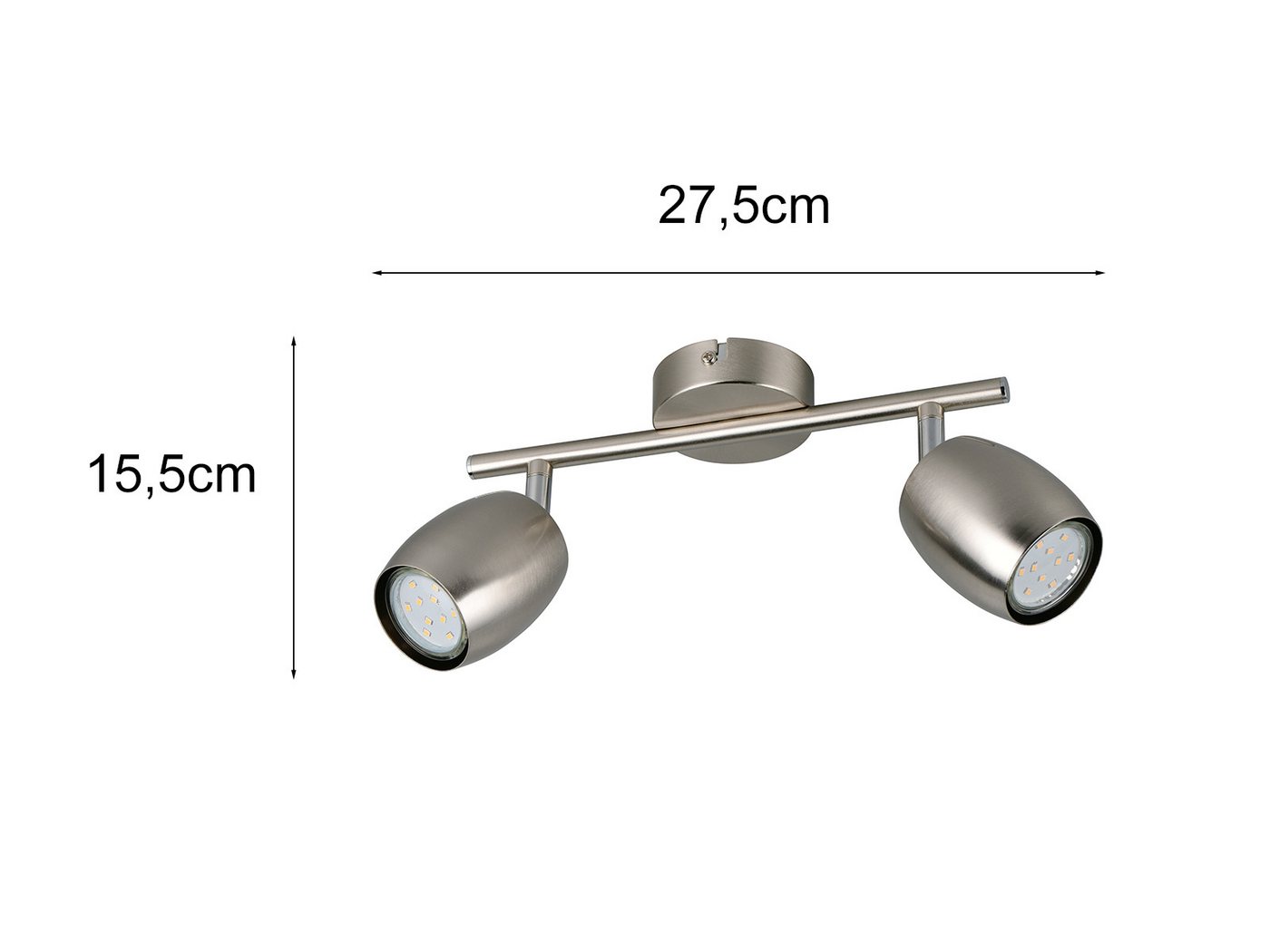 Reality Leuchten LED Deckenstrahler, Dimmfunktion, LED wechselbar, Warmweiß, Innen Strahler mit 2 schwenkbaren Spots für die Decke, Breite 27,5cm – Bild 3 von 5