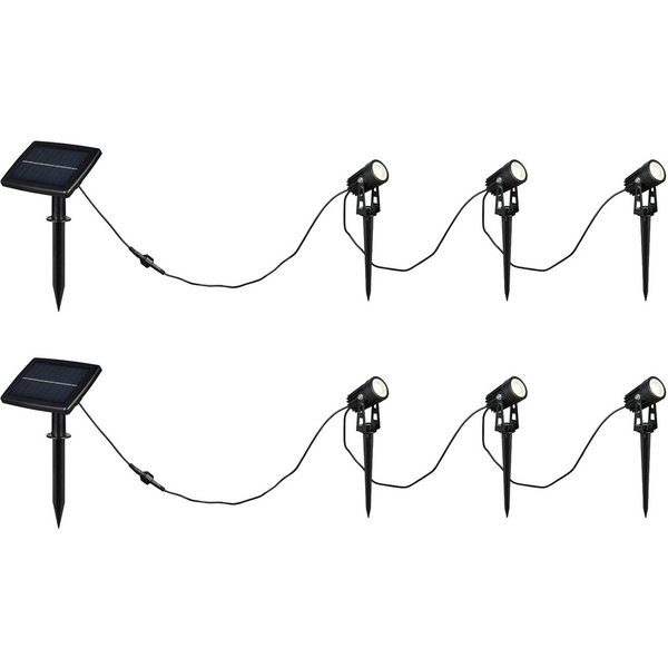Reality Leuchten LED Gartenstrahler, Dimmfunktion auch per USB aufladbar, LED fest integriert, neutralweiß, 2er Set Solar-licht Garten-leuchten mit Erdspieß Weg