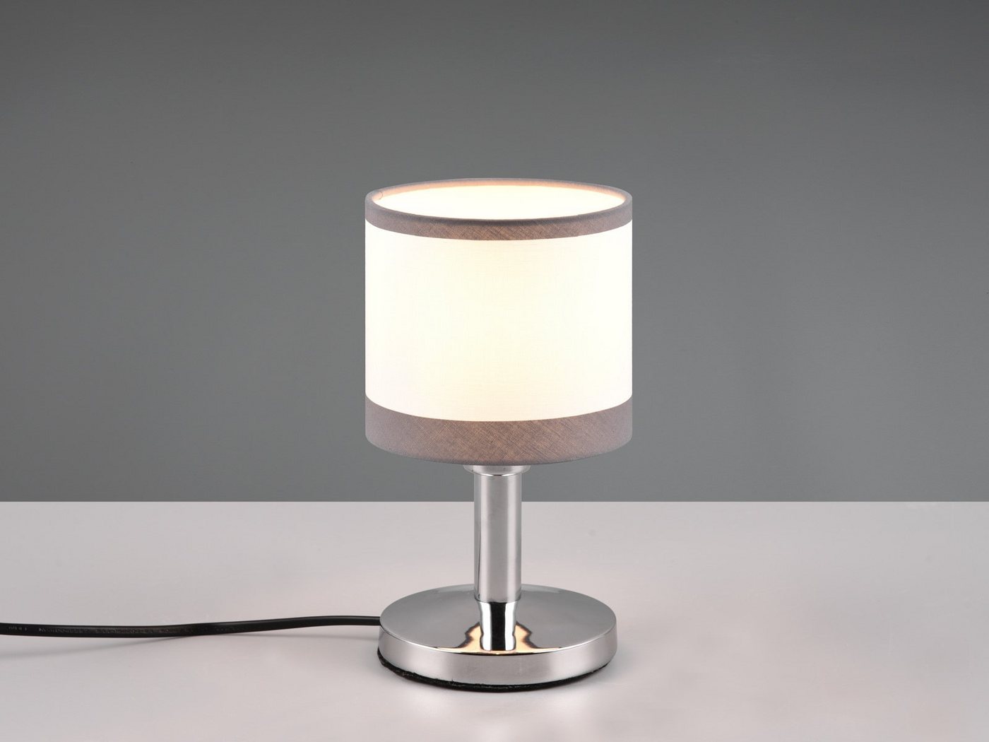 Reality Leuchten LED Nachttischlampe, LED wechselbar, warmweiß, Touch dimmbar, kleine Fensterlampe für Fensterbank Metallfuß, H 22,5cm – Bild 2 von 4