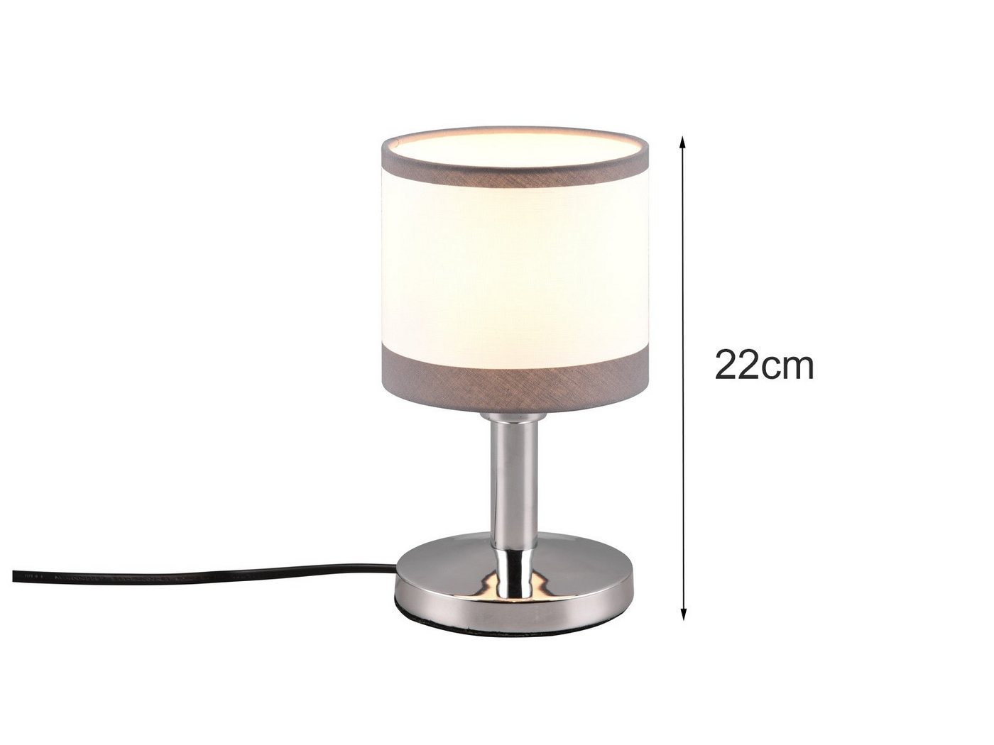 Reality Leuchten LED Nachttischlampe, LED wechselbar, warmweiß, Touch dimmbar, kleine Fensterlampe für Fensterbank Metallfuß, H 22,5cm – Bild 4 von 4