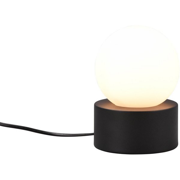 Reality Leuchten LED Nachttischlampe, Dimmfunktion, LED wechselbar, warmweiß, kleine Bauhaus Lampe Touch dimmbar Glas-Kugel Lampenschirm weiß Ø 12cm