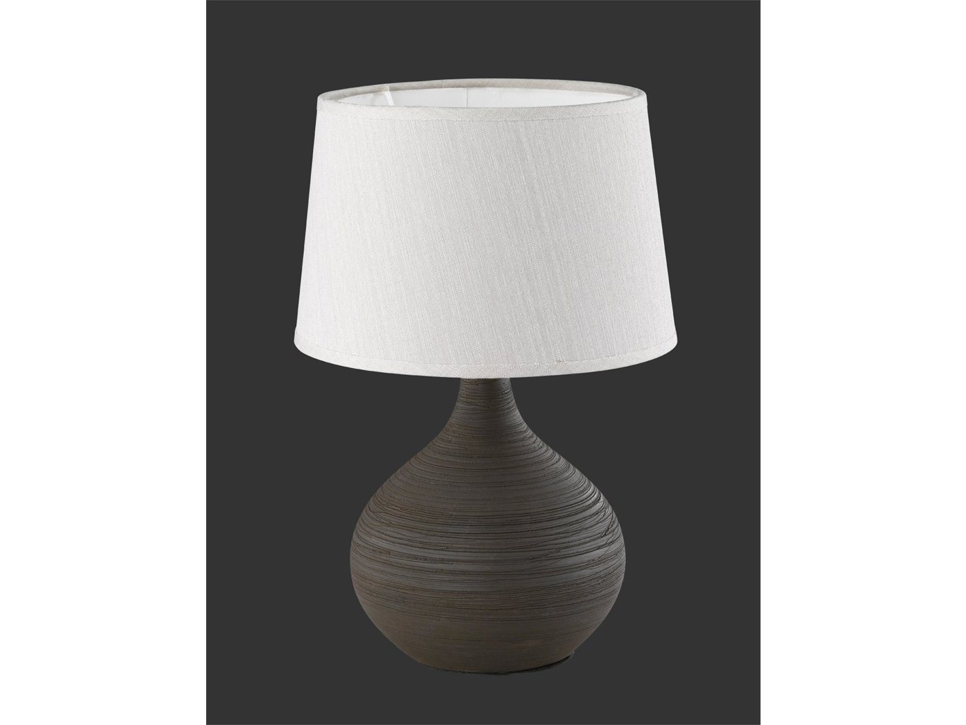 Reality Leuchten LED Nachttischlampe, Dimmfunktion, LED wechselbar, Warmweiß, Designklassiker Tischlampe mit Keramik-Fuß, Stoffschirm & Leuchtmittel – Bild 4 von 5
