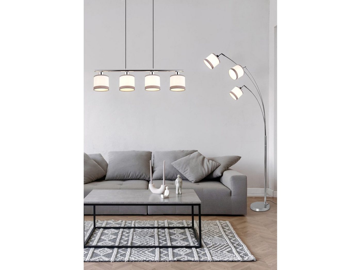 Reality Leuchten LED Pendelleuchte, LED wechselbar, warmweiß, Balken-pendelleuchte mehrflammig hängend über-n Esstisch & Kücheninsel – Bild 5 von 5