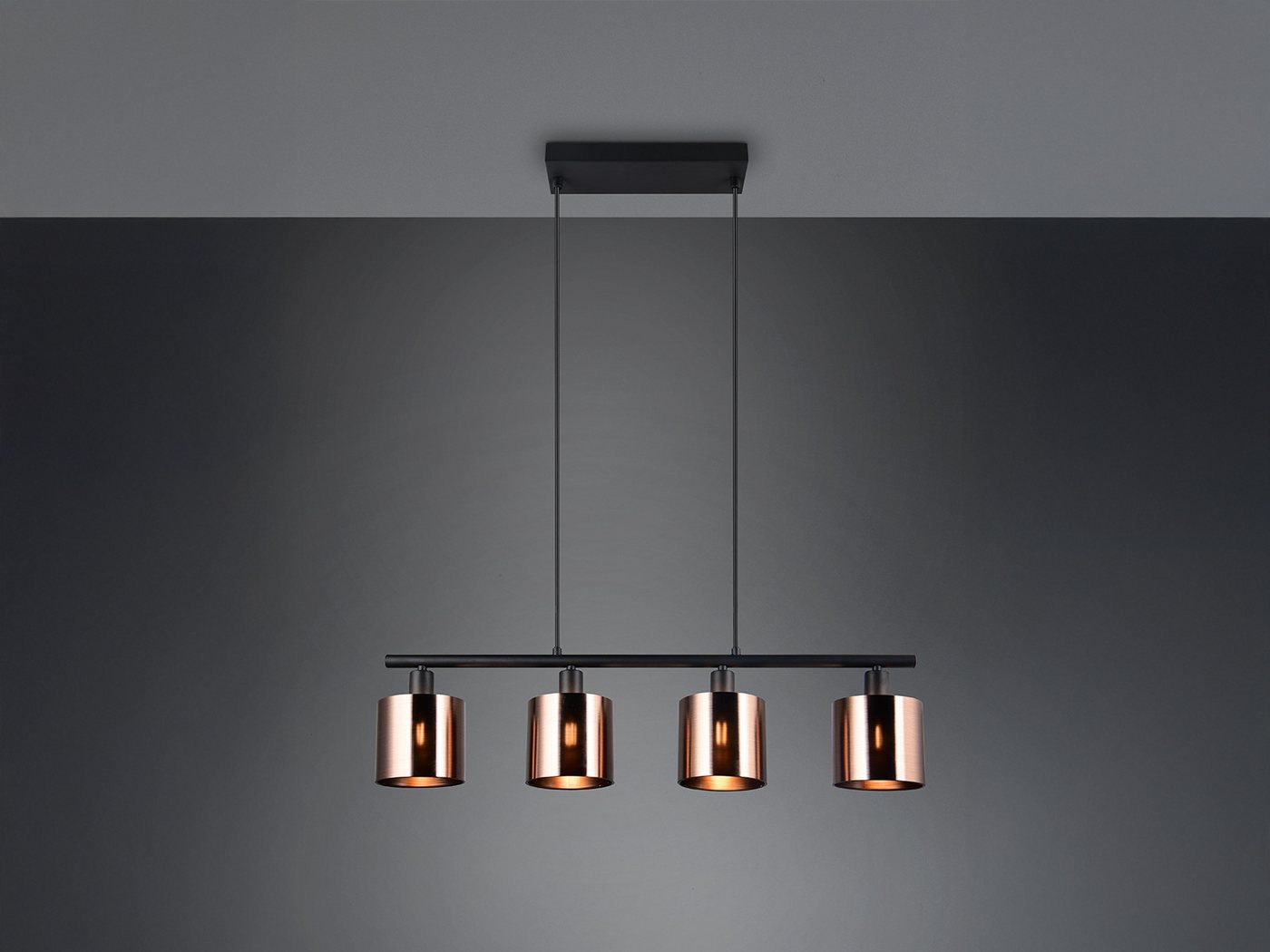Reality Leuchten LED Pendelleuchte, Dimmfunktion, LED wechselbar, Warmweiß, Esstisch Lampe hängend mehrflammig Lampenschirme Bronzefarbig, B: 75cm – Bild 2 von 5
