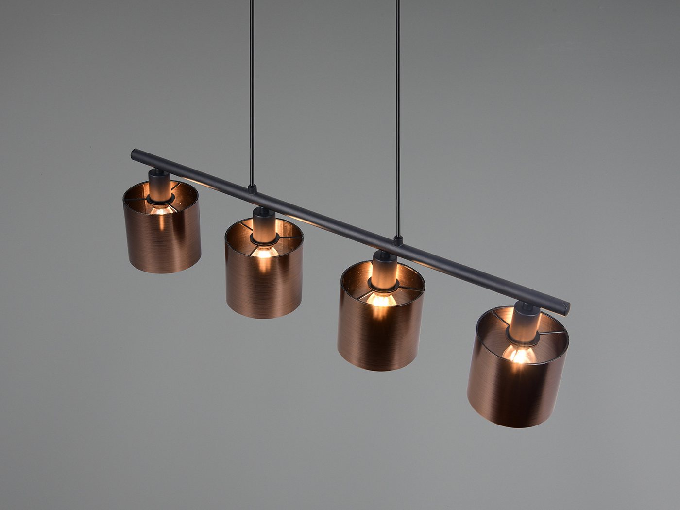 Reality Leuchten LED Pendelleuchte, Dimmfunktion, LED wechselbar, Warmweiß, Esstisch Lampe hängend mehrflammig Lampenschirme Bronzefarbig, B: 75cm – Bild 5 von 5