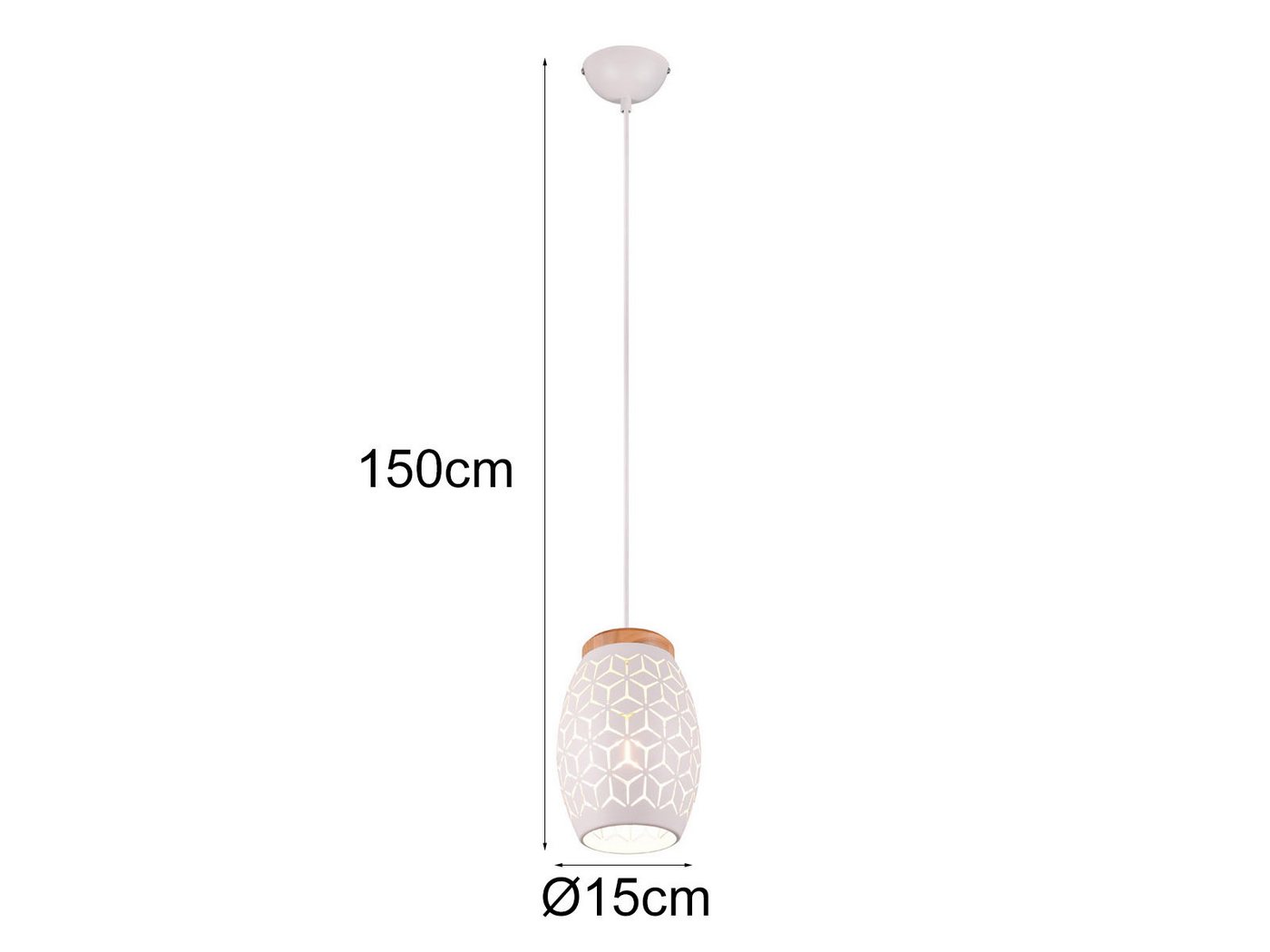 Reality Leuchten LED Pendelleuchte einflammig mit Dekorstanzung Ø 15cm, dimmbar, LED wechselbar, warmweiß, kleine Esstisch-Lampe, Schlafzimmer Bett hängend inkl – Bild 4 von 5