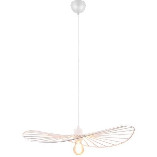 Reality Leuchten LED Pendelleuchte, Dimmfunktion, LED wechselbar, Warmweiß, für über-n Esstisch Retro Style dimmbar Lampenschirm Weiß 60cm
