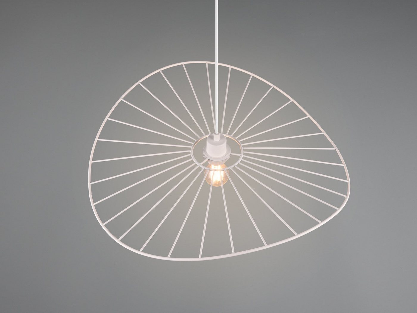 Reality Leuchten LED Pendelleuchte, Dimmfunktion, LED wechselbar, Warmweiß, für über-n Esstisch Retro Style dimmbar Lampenschirm Weiß 60cm – Bild 4 von 5