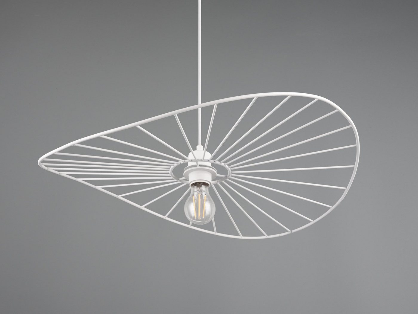 Reality Leuchten LED Pendelleuchte, Dimmfunktion, LED wechselbar, Warmweiß, für über-n Esstisch Retro Style dimmbar Lampenschirm Weiß 60cm – Bild 5 von 5