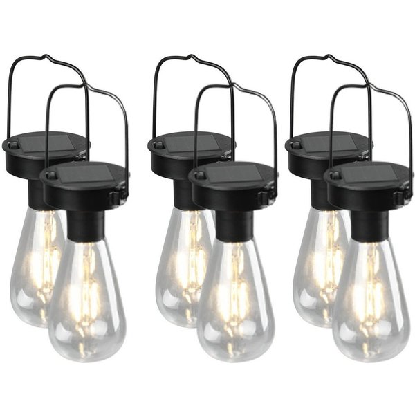 Reality Leuchten LED Solarleuchte, Dämmerungssensor, LED fest integriert, 6erSet Solar-lichter Hängeleuchte Outdoor hängend Garten & Balkon Ø7cm