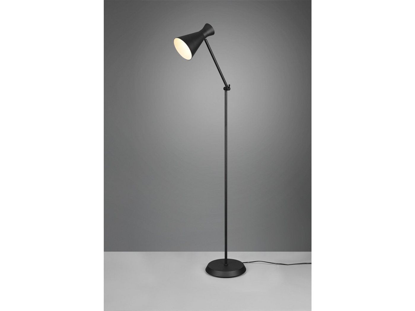 Reality Leuchten LED Stehlampe, Dimmfunktion, LED wechselbar, Warmweiß, Leselampe Ecke dimmbar, Designklassiker Industrial, Schwarz H: 150cm – Bild 3 von 5