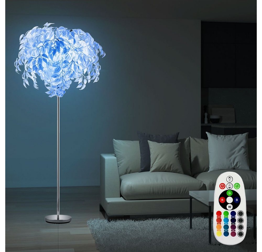 Reality Leuchten LED Stehlampe, Leuchtmittel inklusive, Stehlampe Blätterdesign RGB LED Fernbedienung H 180 cm – Bild 4 von 5