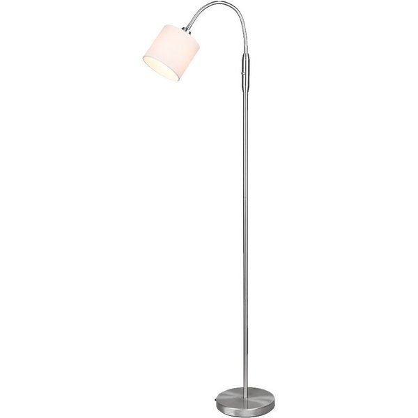 Reality Leuchten LED Stehlampe mit Flexarm & Stoffschirm, Höhe 130cm, Dimmfunktion, LED wechselbar, Warmweiß, kleine Lese Stehleuchte zum Lesen mit Schwanenhals