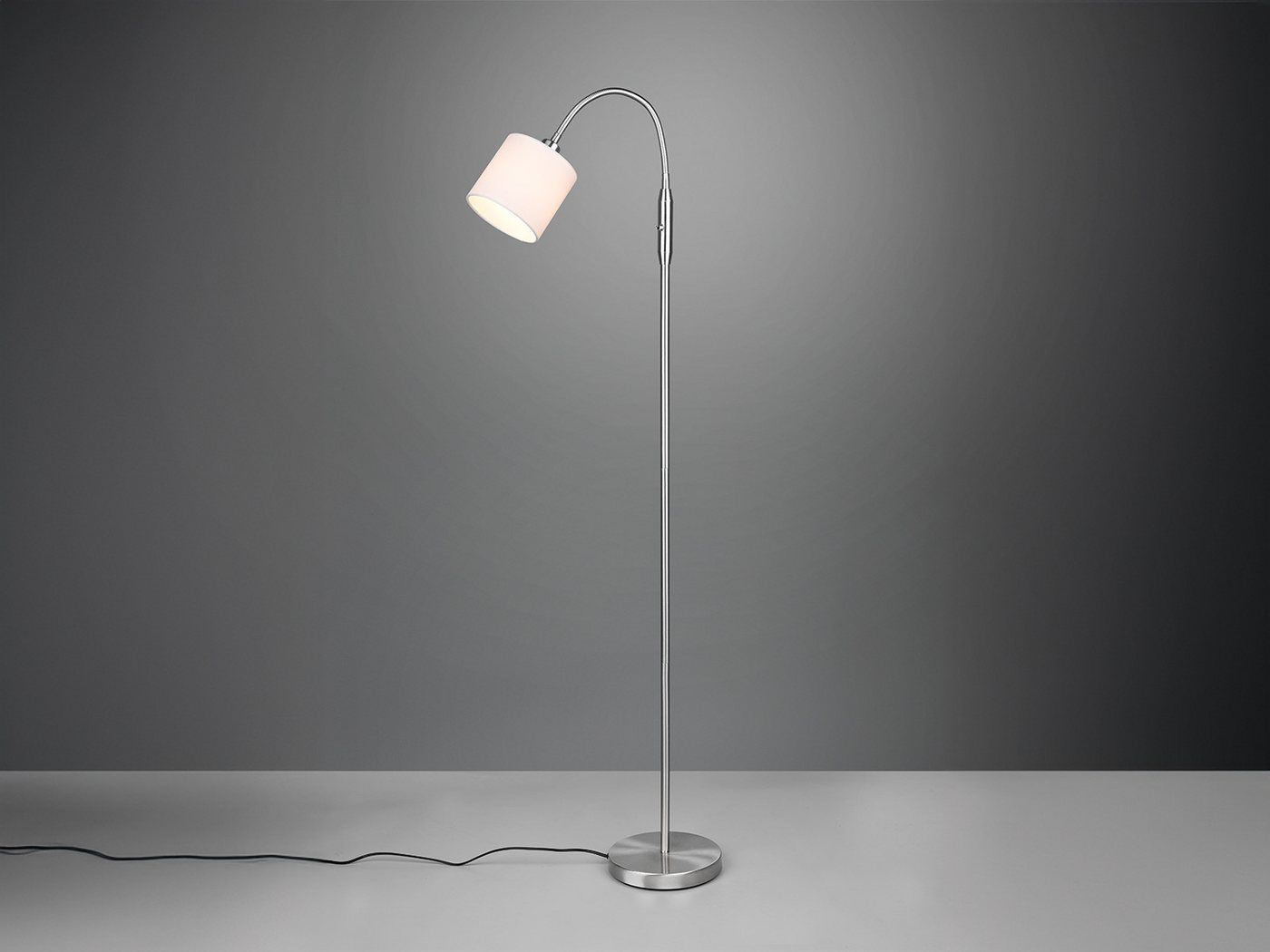 Reality Leuchten LED Stehlampe mit Flexarm & Stoffschirm, Höhe 130cm, Dimmfunktion, LED wechselbar, Warmweiß, kleine Lese Stehleuchte zum Lesen mit Schwanenhals – Bild 3 von 5