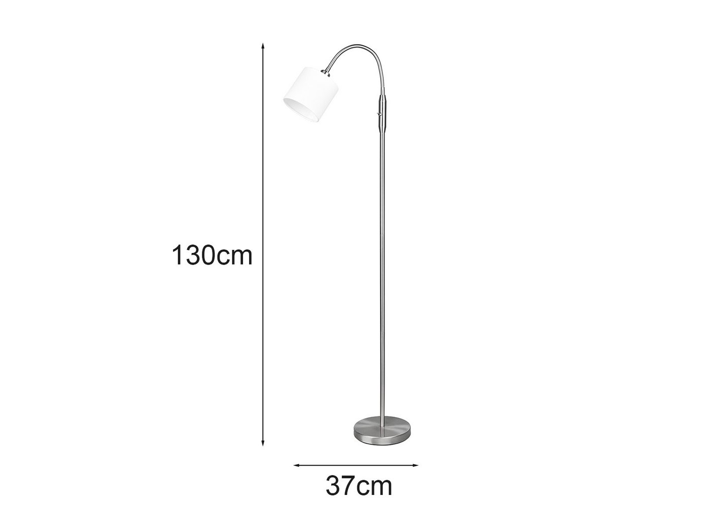 Reality Leuchten LED Stehlampe mit Flexarm & Stoffschirm, Höhe 130cm, Dimmfunktion, LED wechselbar, Warmweiß, kleine Lese Stehleuchte zum Lesen mit Schwanenhals – Bild 4 von 5