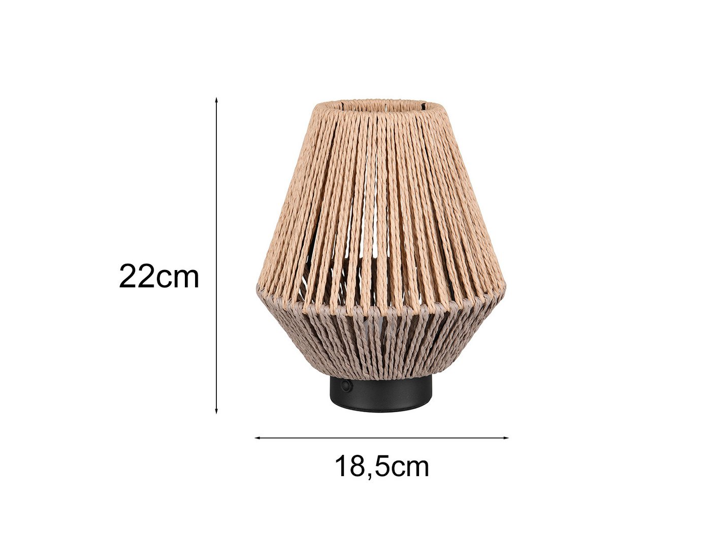 Reality Leuchten LED Tischleuchte, Dimmfunktion, LED fest integriert, Warmweiß, 2er SET kleine Boho Akku Leuchten kabel-los ohne Strom, Höhe 22cm – Bild 4 von 5