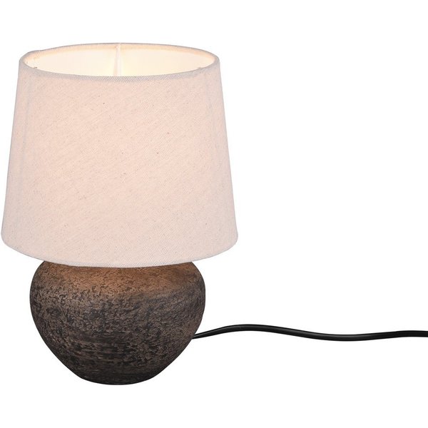 Reality Leuchten LED Tischleuchte, LED wechselbar, Warmweiß, kleine Design-klassiker mit Keramik & Stoff Lampenschirm Beige H: 25cm