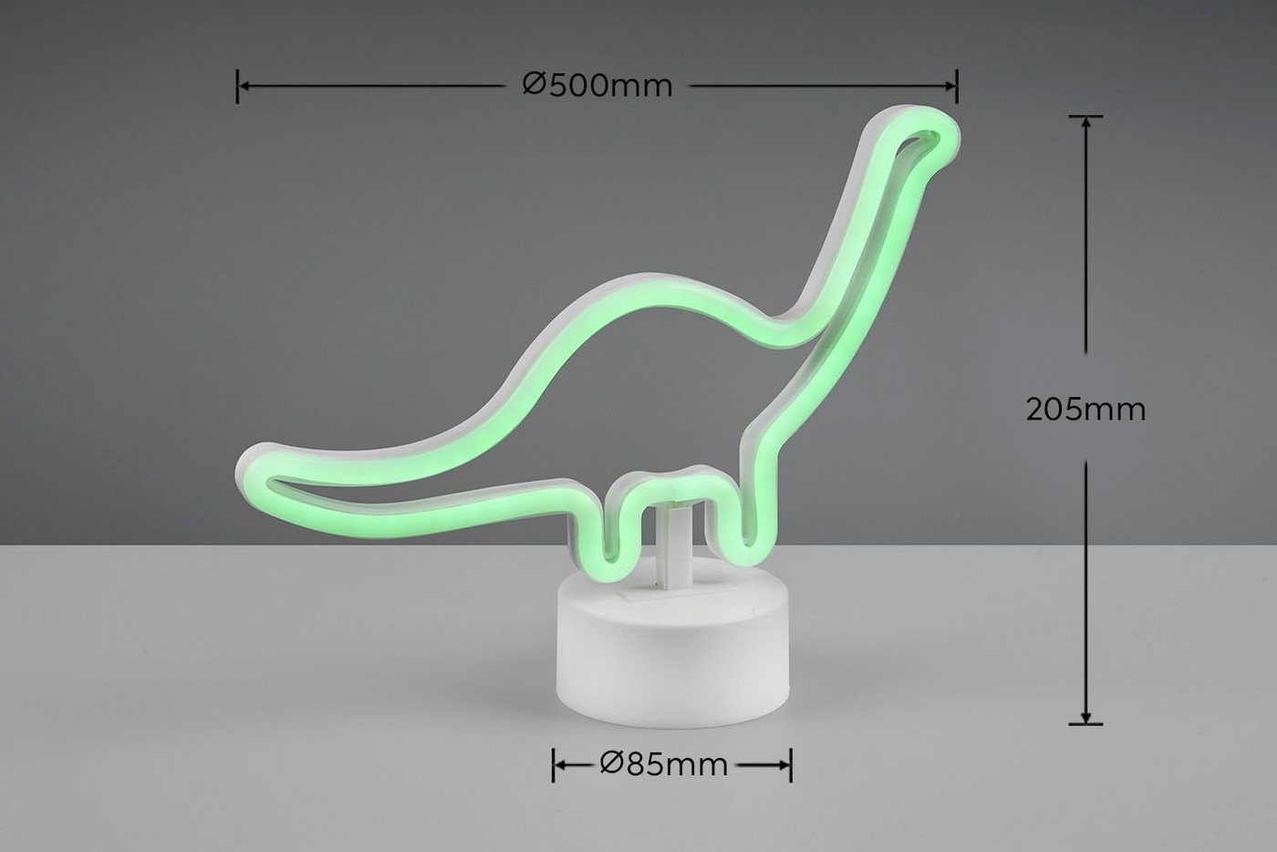 Reality Leuchten LED Tischleuchte Bronto, Ein-/Ausschalter, LED fest integriert, Tischlampe im Dinosaurier Design, mit USB Anschluss, Dino 20 x 27 cm – Bild 5 von 5