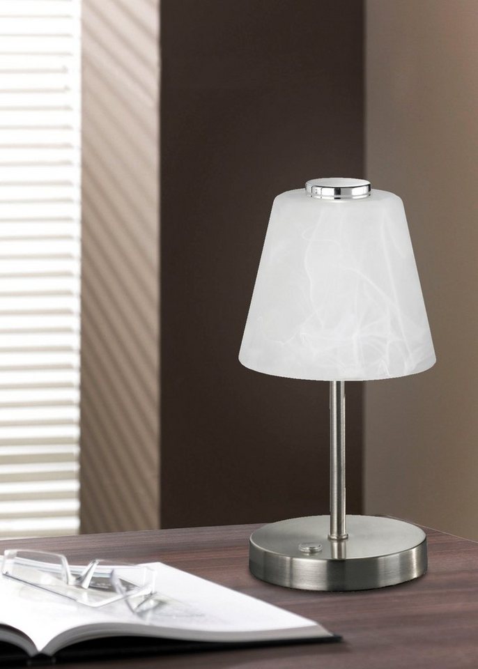 Reality Leuchten LED Tischleuchte Emmy, LED fest integriert, Warmweiß, LED Tischlampe mit Touchdimmer und alabasterfarbigem Glas – Bild 3 von 5