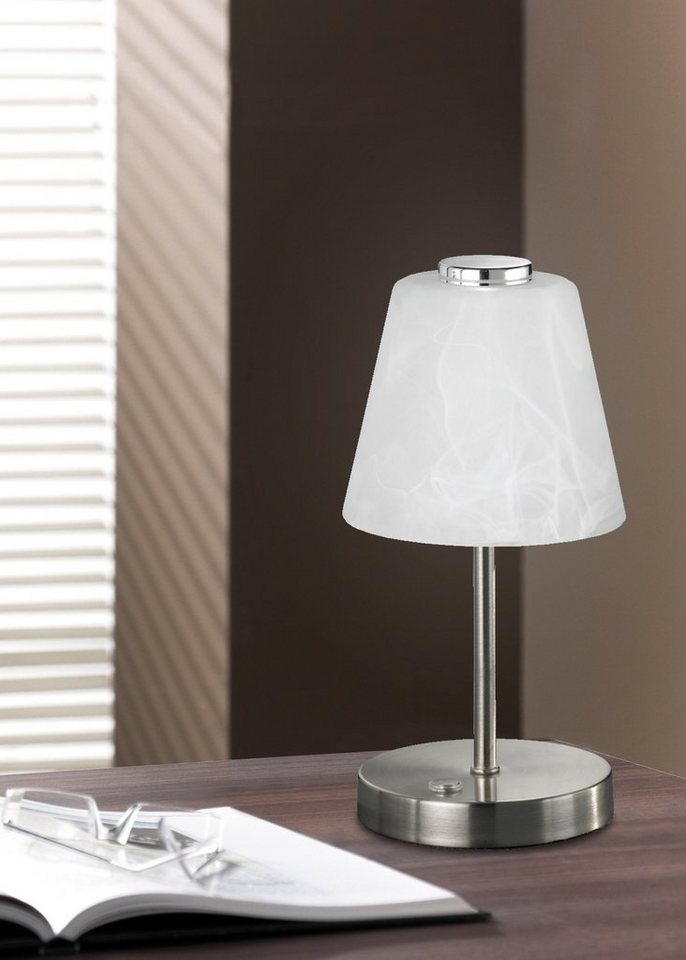 Reality Leuchten LED Tischleuchte Emmy, LED fest integriert, Warmweiß, LED Tischlampe mit Touchdimmer und alabasterfarbigem Glas – Bild 4 von 5