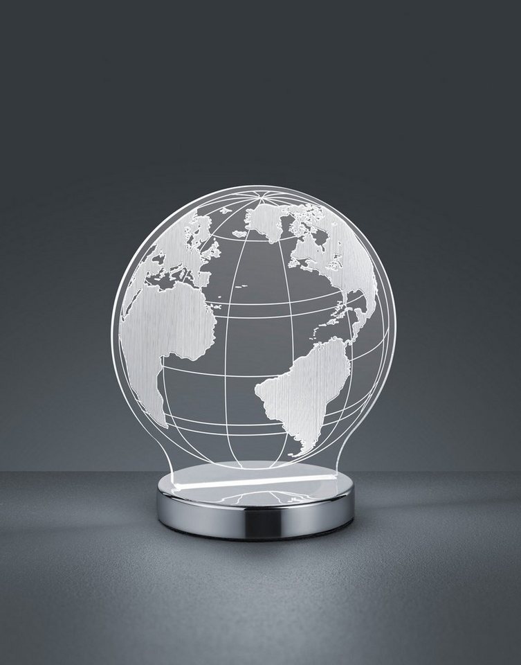 Reality Leuchten LED Tischleuchte Globe, Farbwechsel, LED fest integriert, Farbwechsler, Tischlampe, Weltkugel Design, Acrylplatte, Lichtfarbe einstellbar – Bild 2 von 5