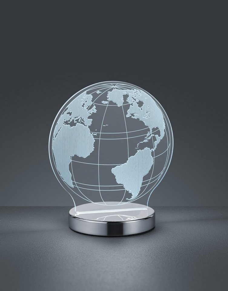 Reality Leuchten LED Tischleuchte Globe, Farbwechsel, LED fest integriert, Farbwechsler, Tischlampe, Weltkugel Design, Acrylplatte, Lichtfarbe einstellbar – Bild 3 von 5