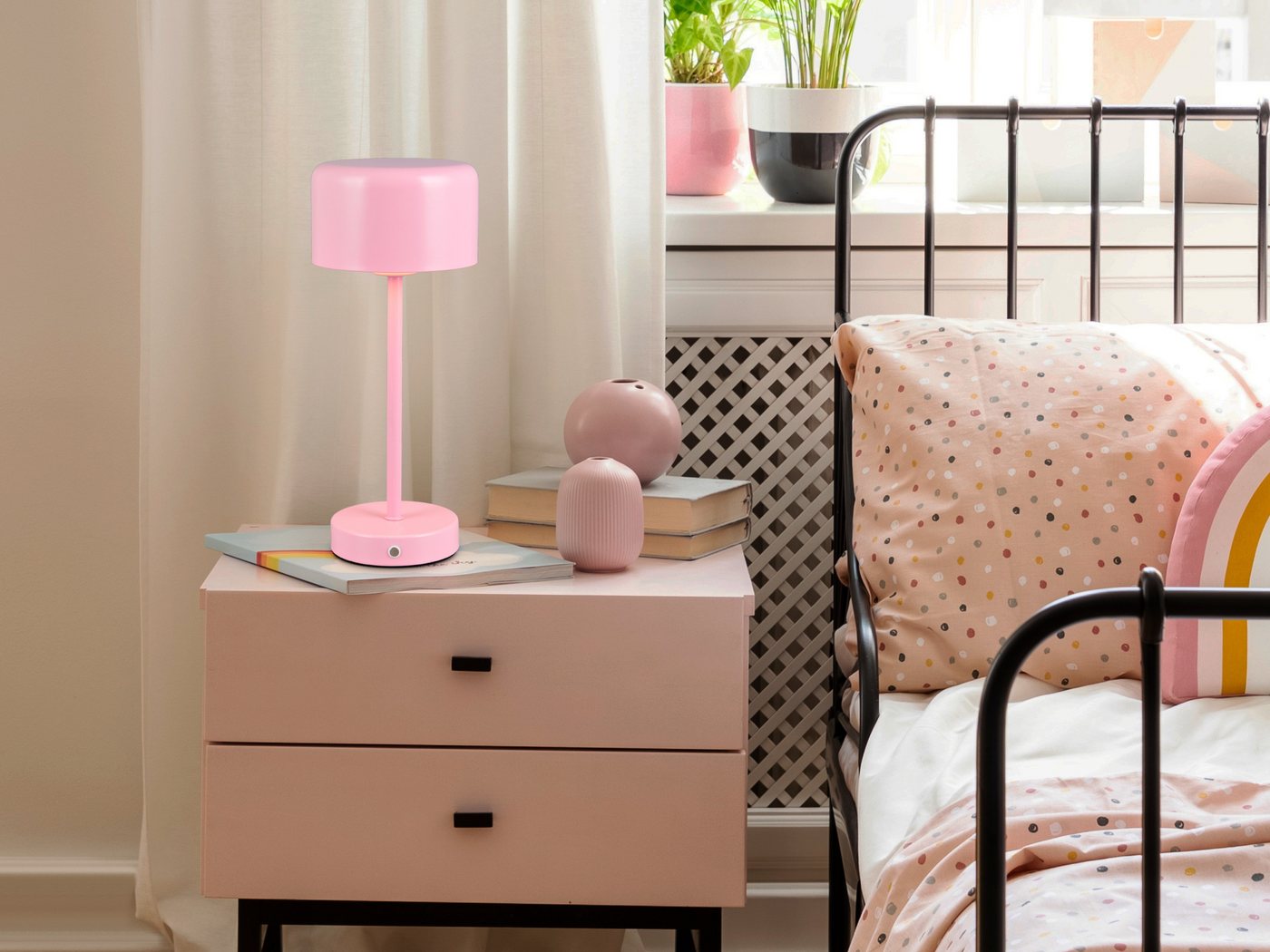 Reality Leuchten LED Tischleuchte JEFF, Tischlampe Kinderzimmer mit USB-C Ladekabel, Touch-Sensor, Dimmfunktion, LED fest integriert, Warmweiß, dimmbar, Höhe 30 – Bild 3 von 5