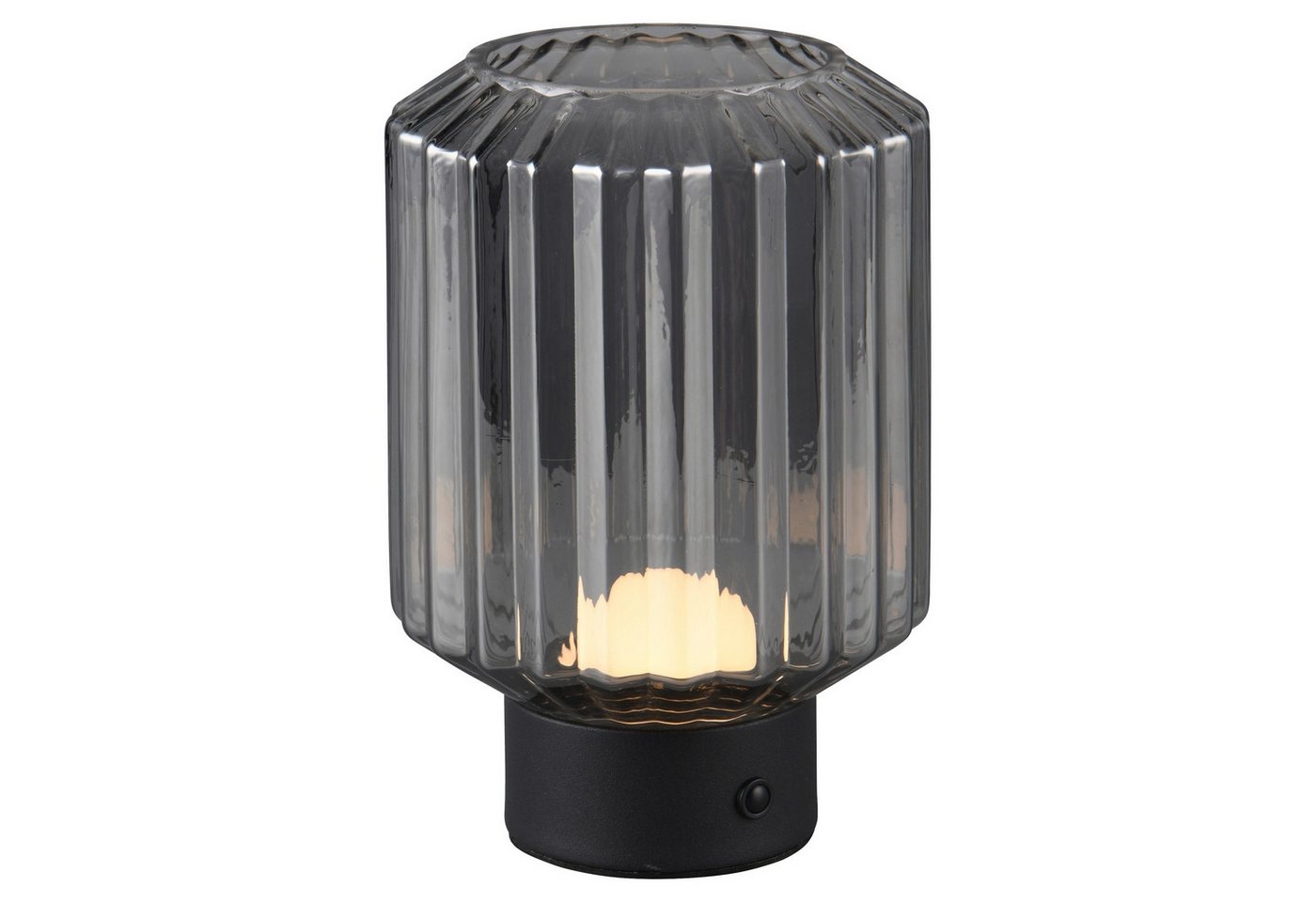 Reality Leuchten LED Tischleuchte LORD, H 19 cm, Schwarz, Rauchfarben, Glas, Metall, Dimmfunktion, USB-Ladefunktion, LED fest integriert, Extra-Warmweiß, Akkube – Bild 5 von 5