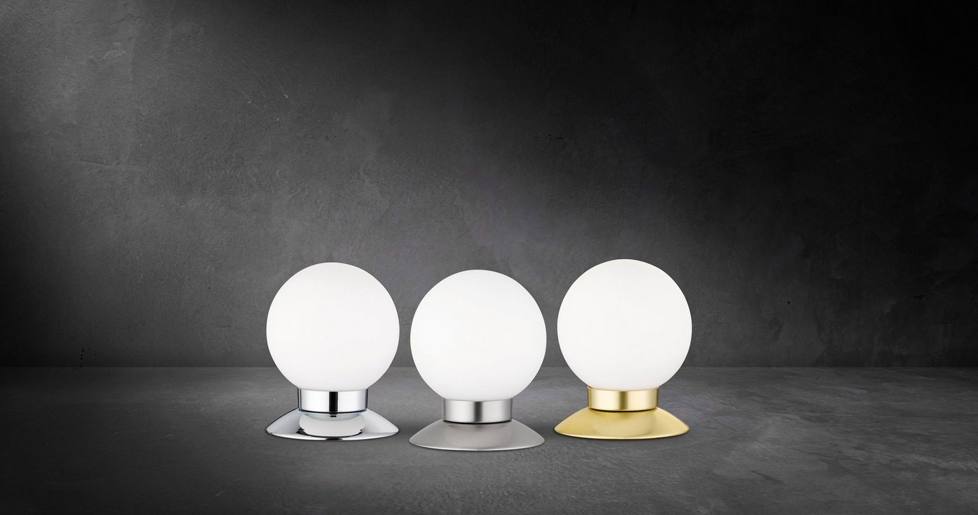 Reality Leuchten LED Tischleuchte Princess, LED fest integriert, Warmweiß, Nachttischlampe, Glaschirm Kugelform, Touch Dimmer, warmweiß 3000 K – Bild 3 von 5