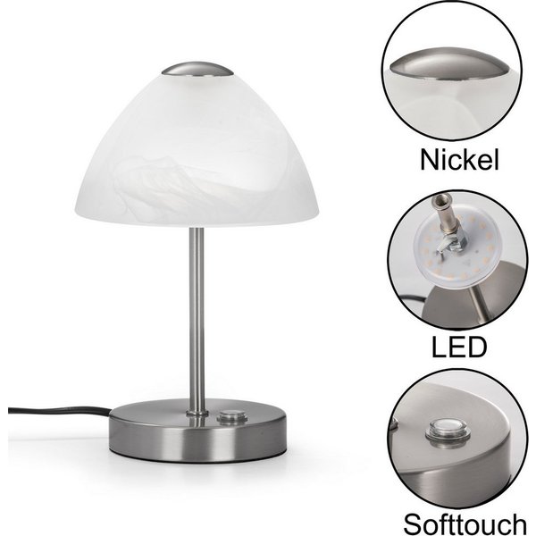 Reality Leuchten LED Tischleuchte Queen, Dimmfunktion, LED fest integriert, Warmweiß, Tischlampe mit 4 fach TOUCH-Dimmer in klassischem Design