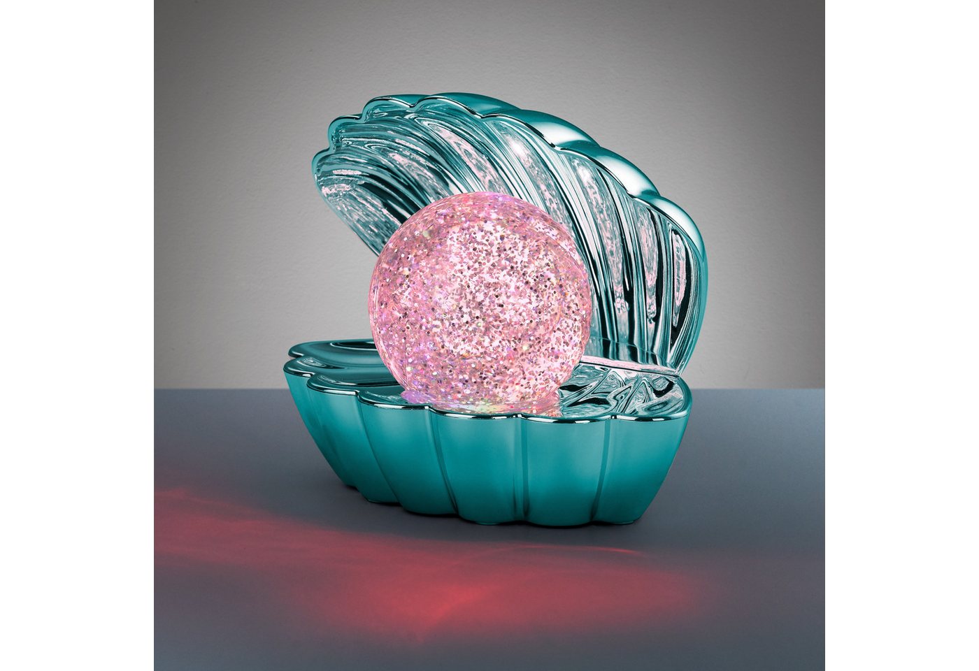 Reality Leuchten LED Tischleuchte SHELLY, Deko Tischlampe in Muschelform mit RGB Farbwechsel, 0,8W 15Lm, Ein-/Ausschalter, Farbwechsel, USB-Ladefunktion, LED fe – Bild 5 von 5