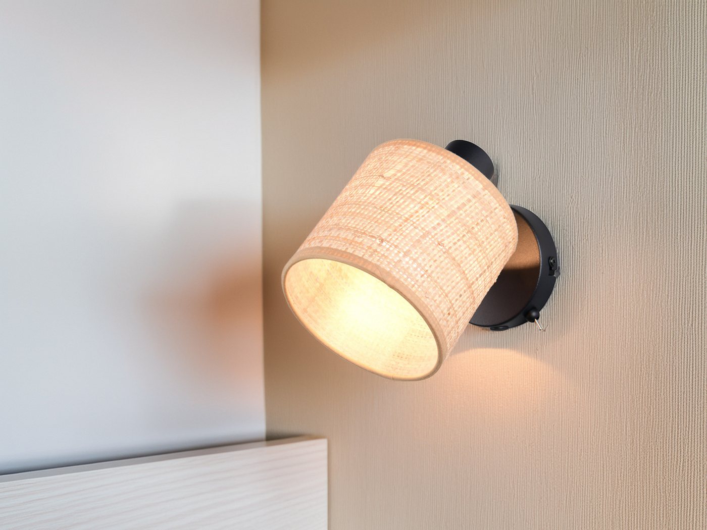 Reality Leuchten LED Wandstrahler, Dimmfunktion, LED wechselbar, über Schalter in 3 Stufen dimmbar, warmweiß, Boho Wand-leuchte innen mit Schalter Bett-lampe Li – Bild 2 von 5