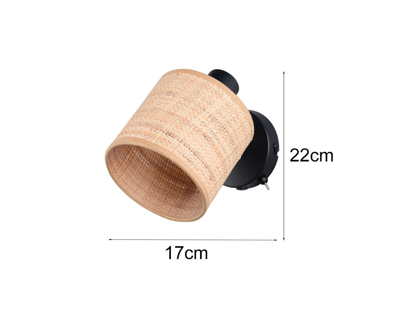 Reality Leuchten LED Wandstrahler, Dimmfunktion, LED wechselbar, über Schalter in 3 Stufen dimmbar, warmweiß, Boho Wand-leuchte innen mit Schalter Bett-lampe Li – Bild 4 von 5
