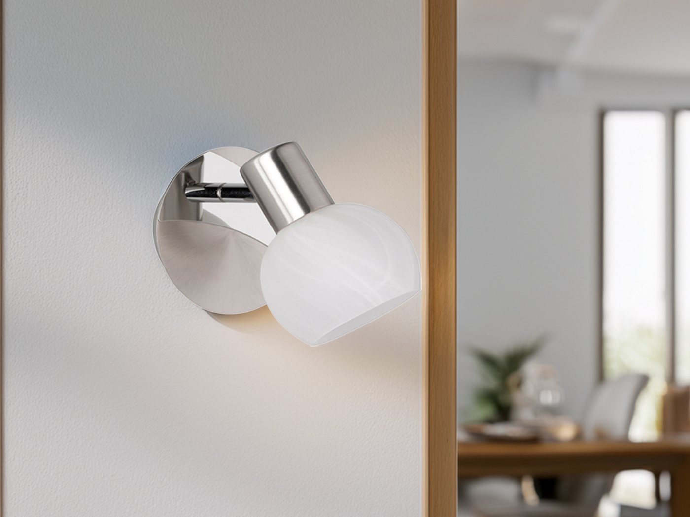 Reality Leuchten LED Wandstrahler, Dimmfunktion, LED wechselbar, Warmweiß, innen, klein-e Wandleuchte Treppenhaus Lampenschirm-e Glas, Höhe 17cm – Bild 2 von 5