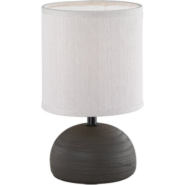 Reality Leuchten Nachttischlampe, Dimmfunktion, LED wechselbar, Warmweiß, kleine dimmbar-e Fensterlampe mit Stoff Lampenschirm Beige, Höhe 23cm