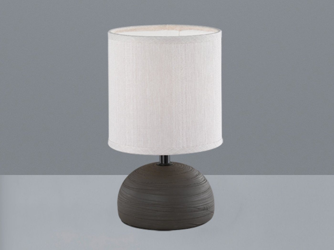 Reality Leuchten Nachttischlampe, Dimmfunktion, LED wechselbar, Warmweiß, kleine dimmbar-e Fensterlampe mit Stoff Lampenschirm Beige, Höhe 23cm – Bild 3 von 5