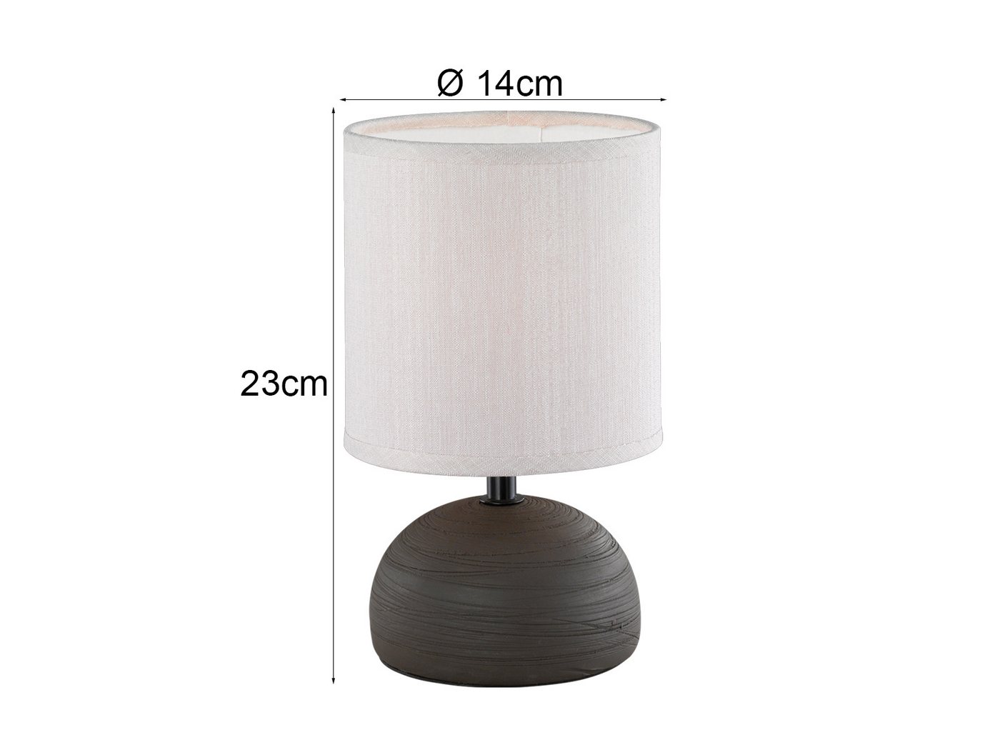 Reality Leuchten Nachttischlampe, Dimmfunktion, LED wechselbar, Warmweiß, kleine dimmbar-e Fensterlampe mit Stoff Lampenschirm Beige, Höhe 23cm – Bild 4 von 5