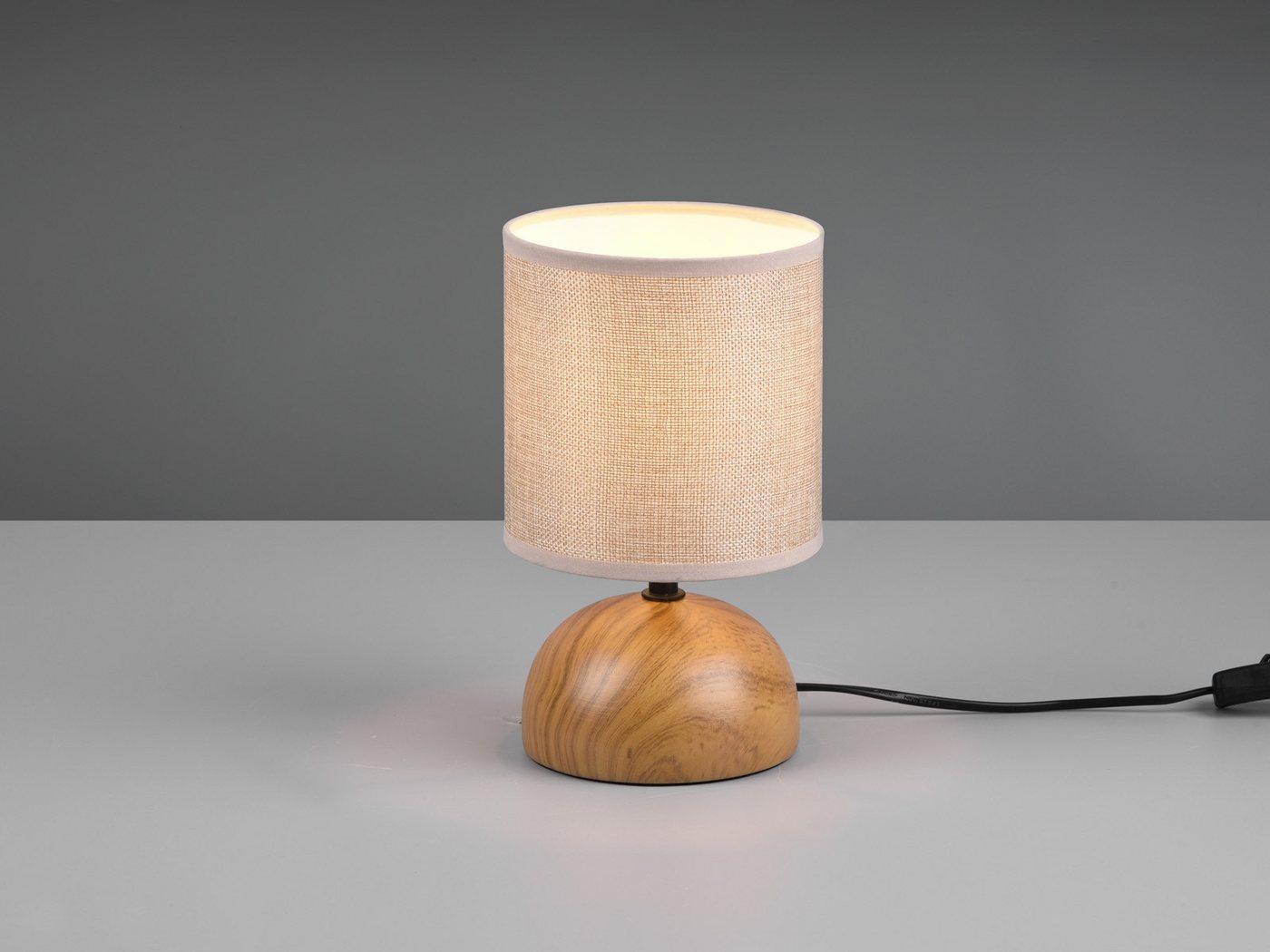 Reality Leuchten Nachttischlampe, Dimmfunktion, LED wechselbar, Warmweiß, kleine dimmbar-e Landhausstil Fensterlampe, Lampenschirm Beige H: 23cm – Bild 3 von 5
