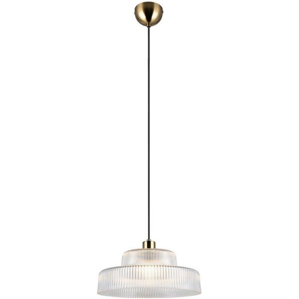 Reality Leuchten Pendelleuchte ABELLA, 1-flammig, Goldgelb, Transparent, Metall, ohne Leuchtmittel, Lampenschirm aus Glas, Höhenverstellbar, Ø 35 x H 150 cm