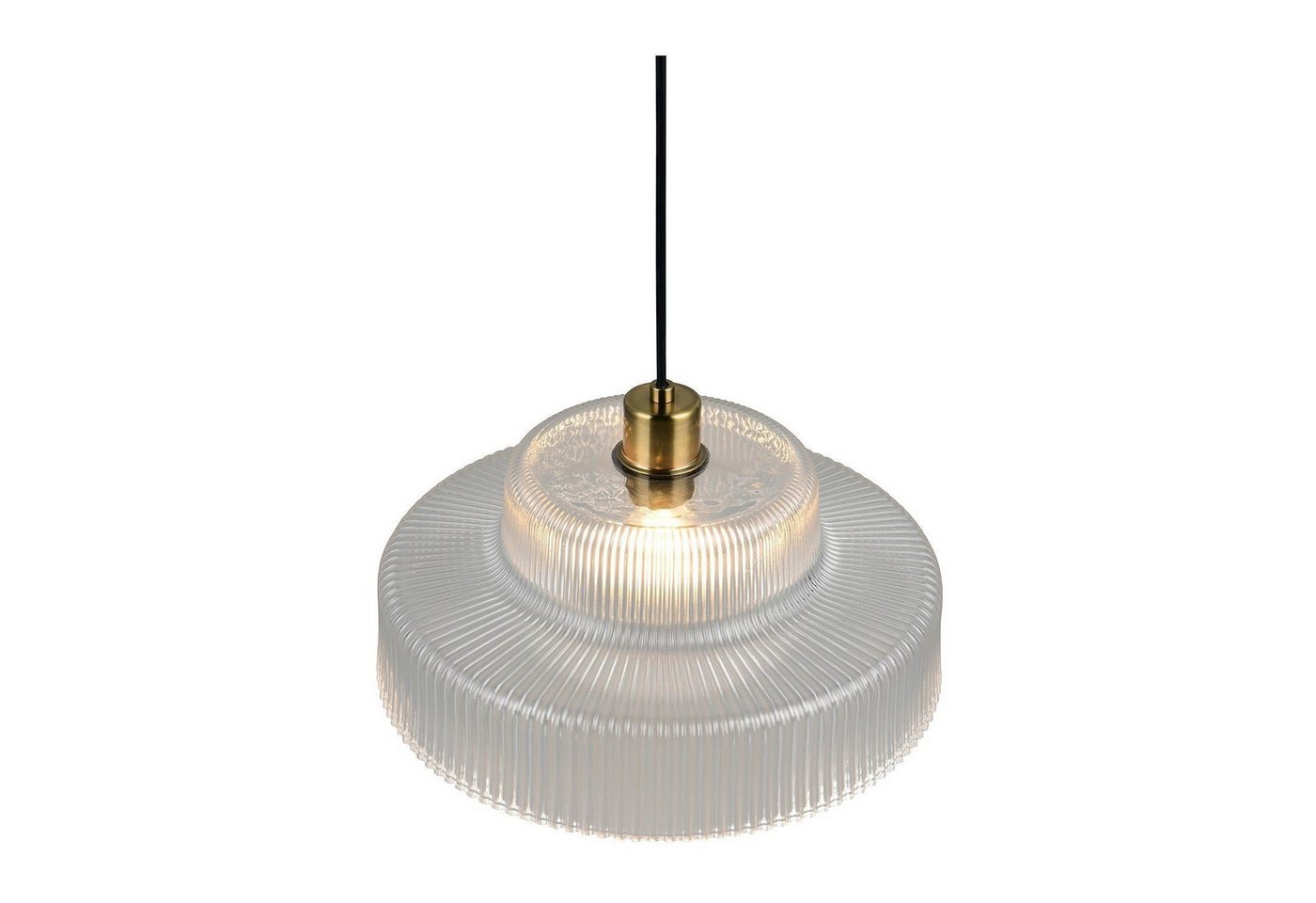 Reality Leuchten Pendelleuchte ABELLA, 1-flammig, Goldgelb, Transparent, Metall, ohne Leuchtmittel, Lampenschirm aus Glas, Höhenverstellbar, Ø 35 x H 150 cm – Bild 2 von 4