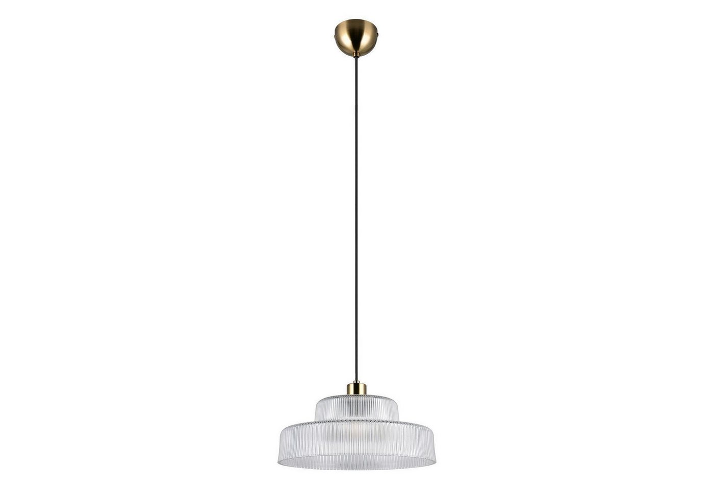 Reality Leuchten Pendelleuchte ABELLA, 1-flammig, Goldgelb, Transparent, Metall, ohne Leuchtmittel, Lampenschirm aus Glas, Höhenverstellbar, Ø 35 x H 150 cm – Bild 4 von 4