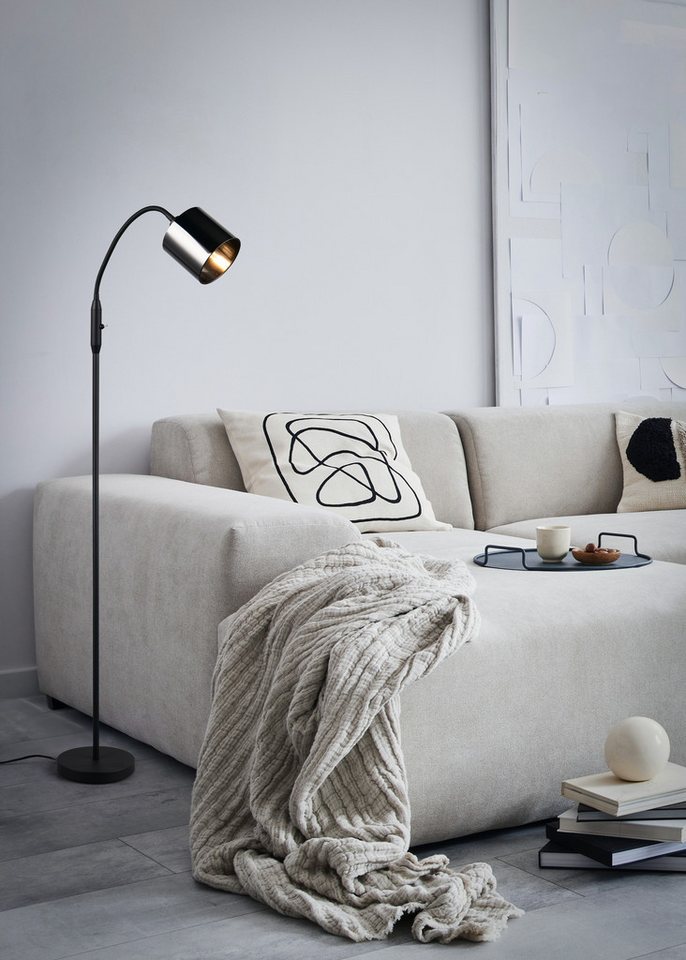 Reality Leuchten Stehlampe JASON, Stehleuchte 1-flammig exkl 1x E14 max 10W, Höhe 130cm, Ø 20cm, Ein-/Ausschalter, Leuchtmittel wechselbar, warmweiß - kaltweiß, – Bild 3 von 5